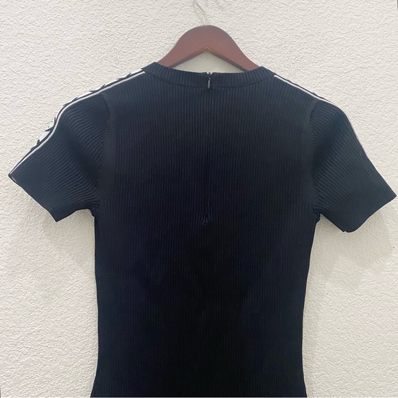 MICHAEL Michael Kors Jacquard Trimmed Ribbed Knit Bodycon Black Dress Size M - Picture 11 of 16